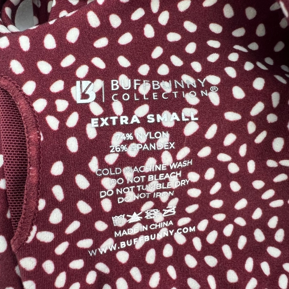 Buffbunny Collection Burgundy Dotted Strappy Cage Back Sports Bra XS Maroon - Picture 4 of 8